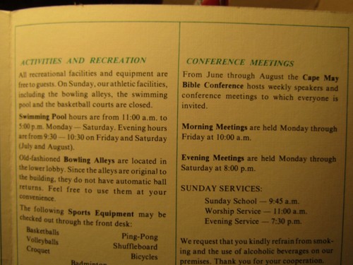 Cape May Christian Admiral Guest Check in ITINARARY and history 6x8" Brochure - Picture 7 of 10