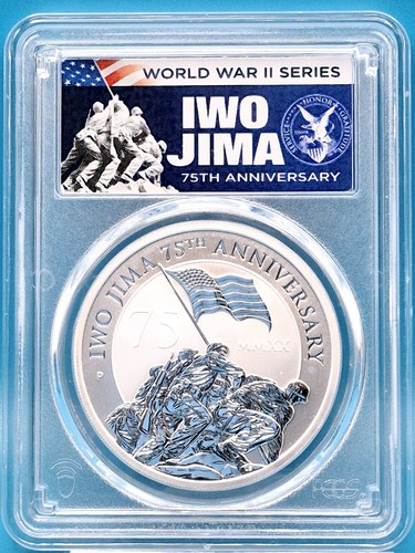 2020-P Tuvalu 1oz Silver $1-Iwo Jima 75th Ann. with COA-PCGS MS70 1st Day Issue - Picture 1 of 7