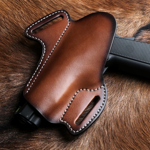 TOURBON Leather Handgun Holster Glock Ruger Tactical OWB Belt Pouch Hunting Gift - Picture 7 of 24