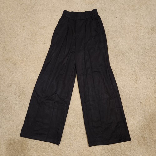 Halara Pants Ribbed High Waisted Plicated Side Pocket Wide Leg Trousers XS Nwt - Picture 3 of 8