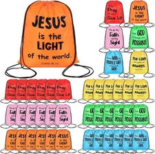 30 Pcs Christian Drawstring Backpack Bulk Easter Religious Gift Bag Bible Bag...