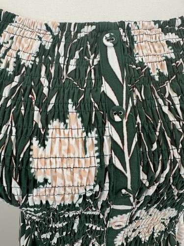 Baltic Born Becca Smocked Maxi Dress Women’s Size M Green Floral Short Sleeve - Picture 6 of 12