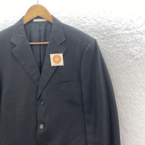 John W Nordstrom Island Pacific Ormezzano Linen Blazer Men's 42R Black 3 Button - Picture 3 of 19