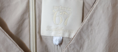 Abito Guglielminotti Archivio '67 Italia beige scollo a V manica corta tg 44 nuovo con etichetta $220 - Foto 5 di 11