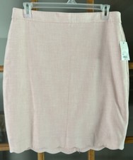 NWT Elle Women’s Sz 14 Pencil Skirt Knee Length Pink Heather Scalloped Hem