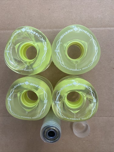 Shark Wheels & Bearings Longboard skateboard 60mm 78a Clear Color - Picture 2 of 4