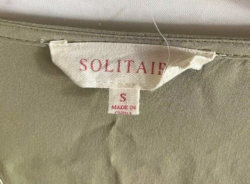 Solitaire Women's Size S Green/White Lace Long Sleeve V-Neck Shirt Embroidered - Picture 3 of 6