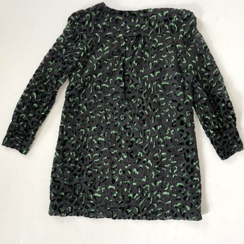 Milly Minis Girls Lylah Velvet Leopard Burnout Dress Size 7/8 Black Green - Picture 2 of 11