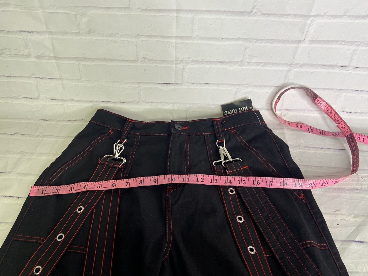 Hot Topic Black Red Contrast Stitch Suspender Carpenter