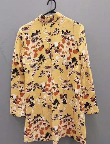 Cue Yellow Mustard Floral Lined Dress Size 12 - Picture 9 of 9