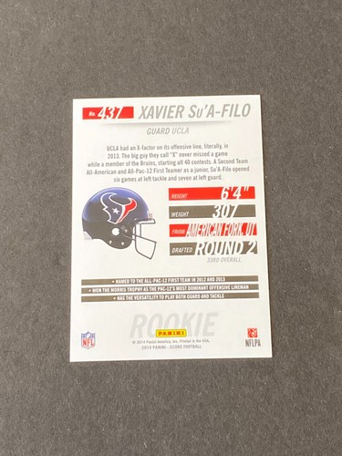 XAVIER SU'A -FILO 2014 PANINI SCORE AUTO RC - Picture 6 of 10