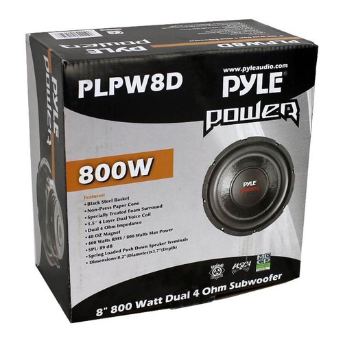 Subwoofer de audio para automóvil Pyle 8" 800 W subalimentación woofer DVC 4 ohmios negro (caja abierta) - Imagen 8 de 9