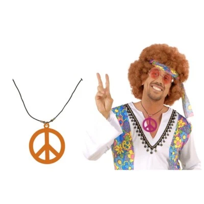 WIDMANN HIPHOP PEACEZEICHEN Flower Power Hippie Peacekette Peace Kette neon orange 5007
