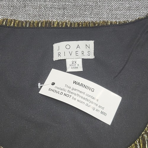 Joan Rivers Shimmering Metallic Double Layer Knit Top 2X Plus Size Trendy Blouse - Picture 8 of 12