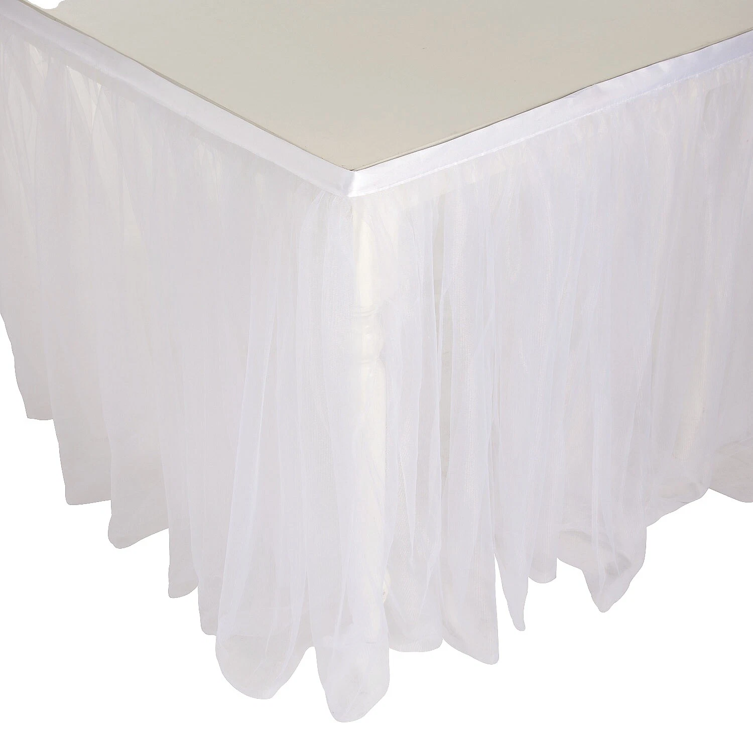 Mesa de fiesta blanca de tela Faldas