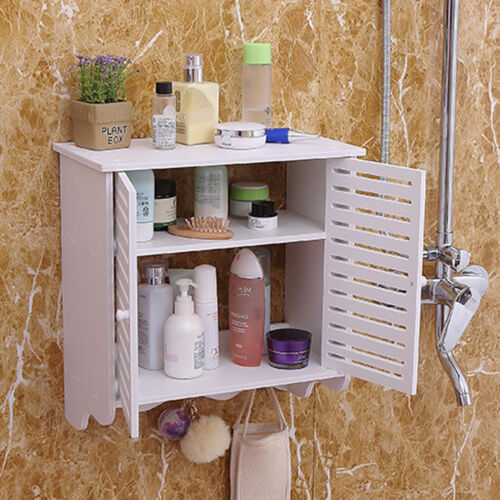 Pensile bianco mobile bagno pensile armadio a muro mobile bagno 2 ripiani - Foto 2 di 12