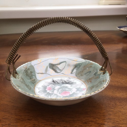 Vintage Bowl Ceramic With Metal HANDLE Serving/Trinket Dish. Japanese - Picture 3 of 12