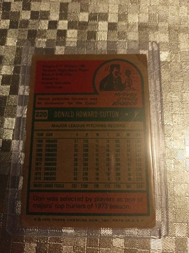 Tarjeta de béisbol Topps Don Sutton #220 1975 - Imagen 2 de 10