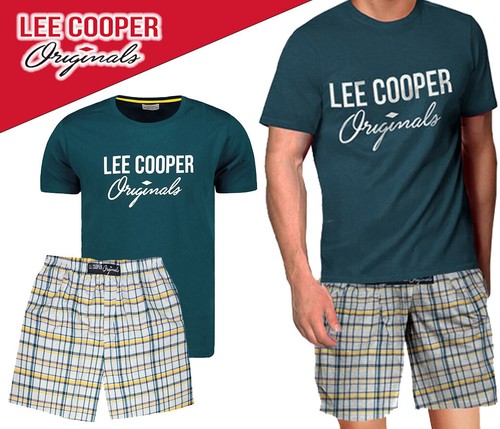 Herren Schlafanzug LEE COOPER Pyjama Baumwolle Kurzarm Shorts Nachtanzug S-3XL - Afbeelding 11 van 104