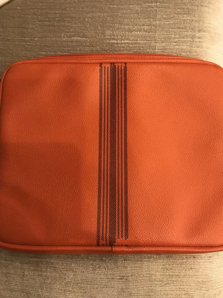 Tory Burch Tablet Ipad Case Sleeve Orange Gray Stripe Logo - Image 3 of 4
