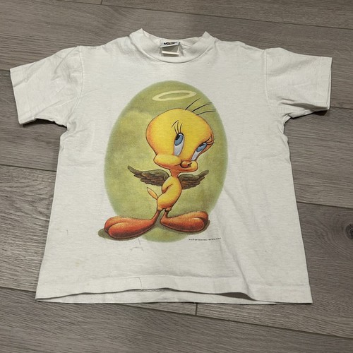 VTG 90s Looney Tunes Tweety Bird Angel Graphic Shirt Youth S Cartoon Tv - Picture 1 of 7