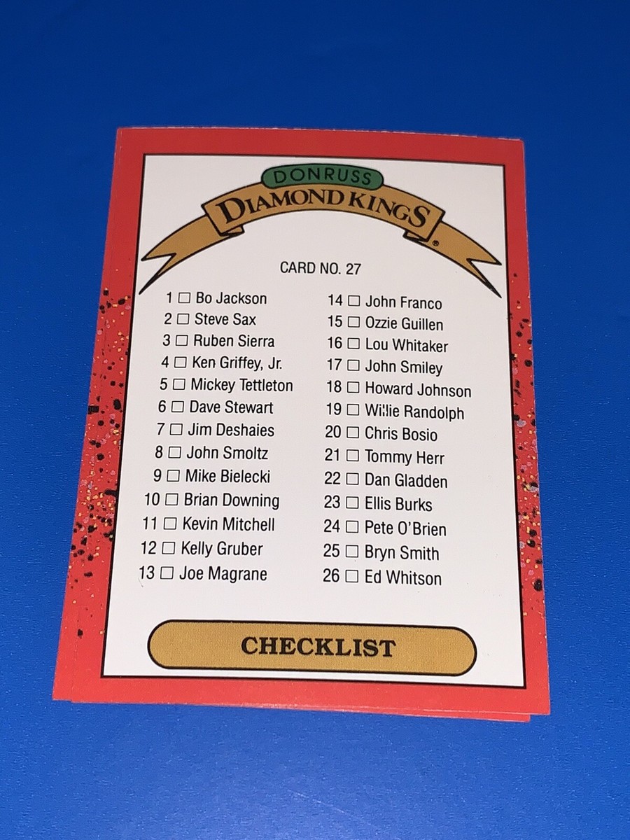 1990 Donruss Diamond Kings Checklist #27 Set Break NM-MINT 1990 Donruss Diamond Kings Checklist #27 Set Break NM-MINT