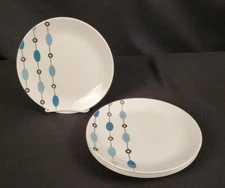 Pier 1 Dessert Snack Salad Plates Beaded Garland Blue & Silver 7 5/8" Set of 4