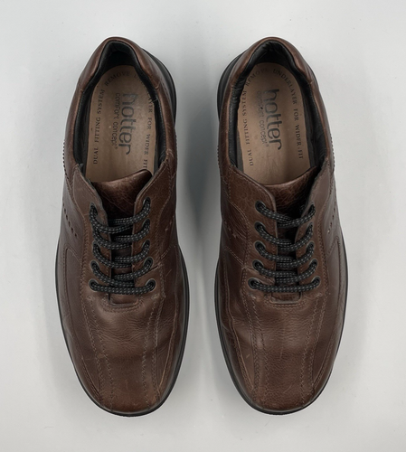 Hotter Lance Mens Casual Shoes Brown Leather UK 9.5 Dual Fitting No Wear to Sole - Picture 10 of 15