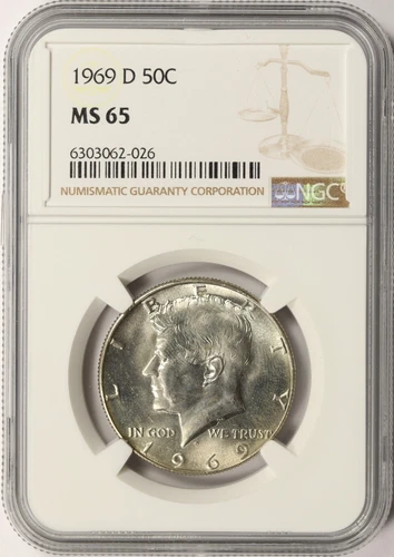 1969-D 50c Kennedy Silver Half Dollar NGC MS65