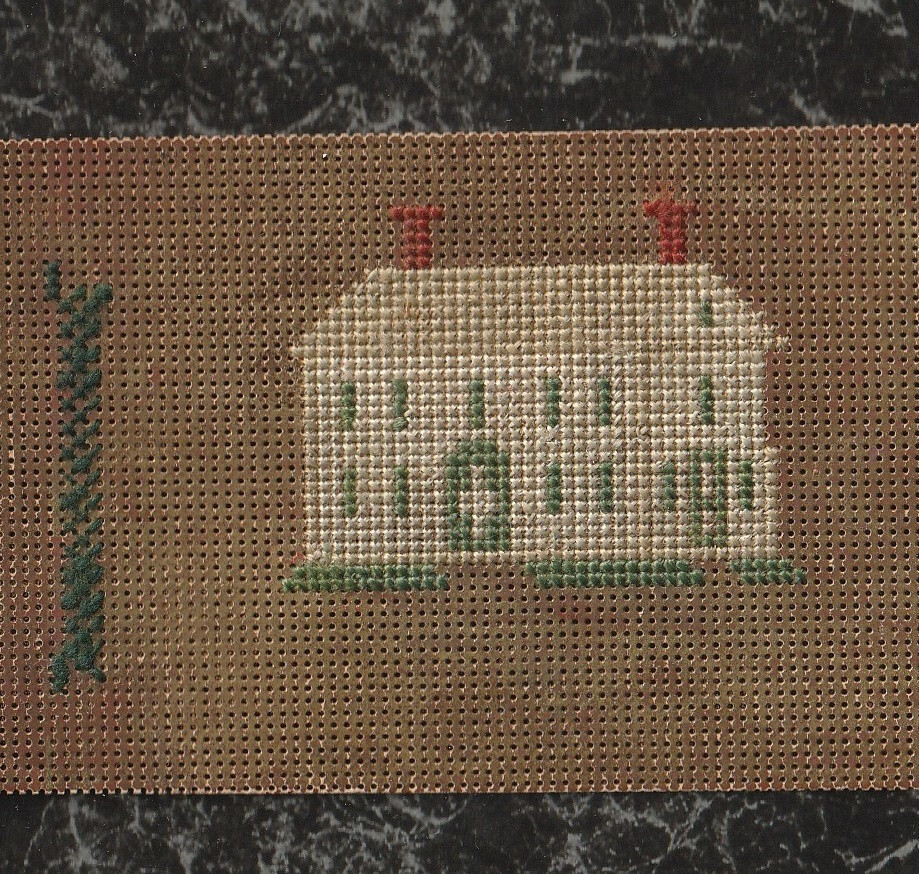 Gilded Victorian Era Punch Paper Embroidery 'Card Work' House 5.25 x 2.