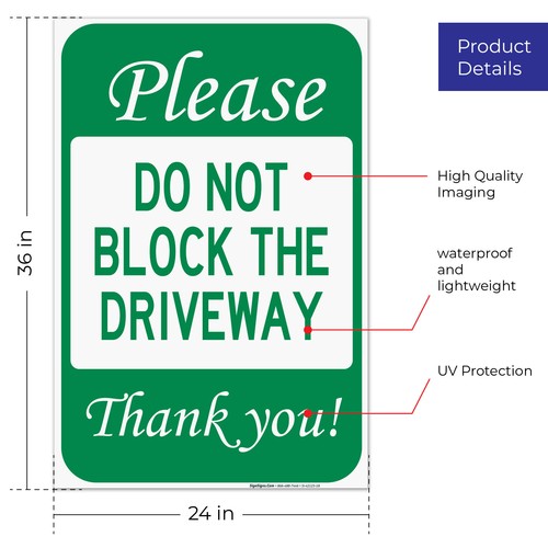 No Parking Sign, Do Not Block The Driveway Sign, - Picture 81 of 85