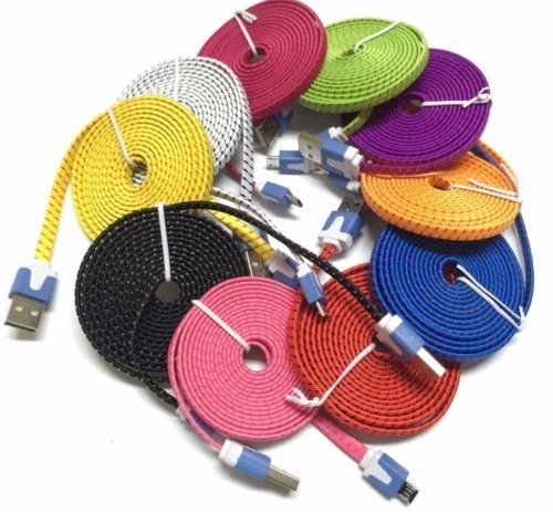 Cable de carga micro USB plano trenzado de 3/6/10 pies para dispositivos Android Samsung, LG Foto 2 de 2