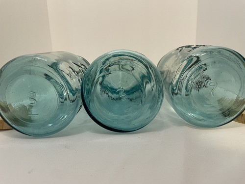 Vintage Ball Ideal Blue Mason Jar Set of 3 with Lids and Wires NO Gaskets 7.5" - Picture 10 of 10
