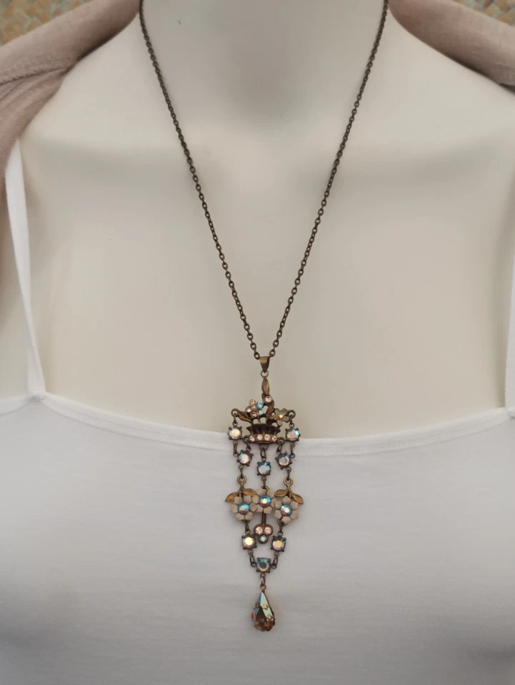 Collar Michal Negrin Pastel Romántico Renacimiento Victoriano AB Cristales Esmalte De Colección Foto 2 de 4