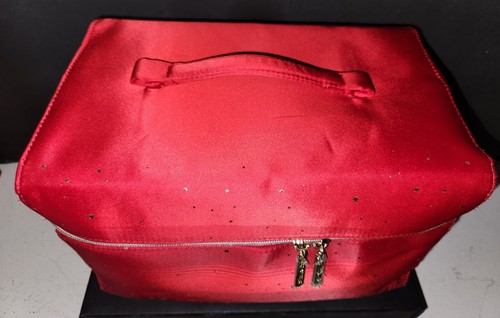 Estee Lauder Red Velvet w/Stars Cosmetic Makeup Bag Train Case 11x7x7" LG Size - Picture 2 of 5