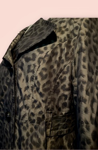 Towne by London Fog Small Trench Coat Animal Print Tan & Black - Picture 21 of 24