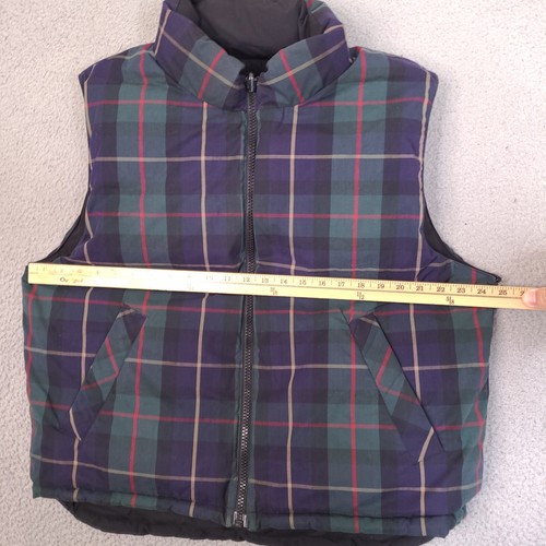 Eddie Bauer Puffer Vest Mens Medium Reversible Plaid Goose Down Outdoors - Picture 8 of 16
