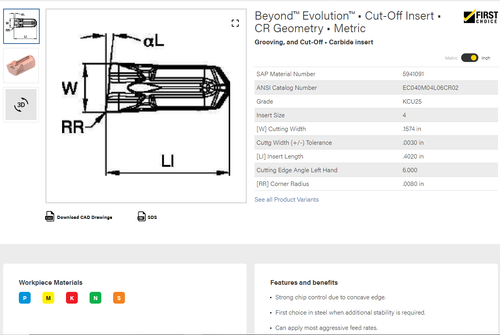 Kennametal Trenneinsatz EC040M04L06CR02 KCU25 ORIGINAL GERMANY NEU 10 Stk. - Bild 4 von 5