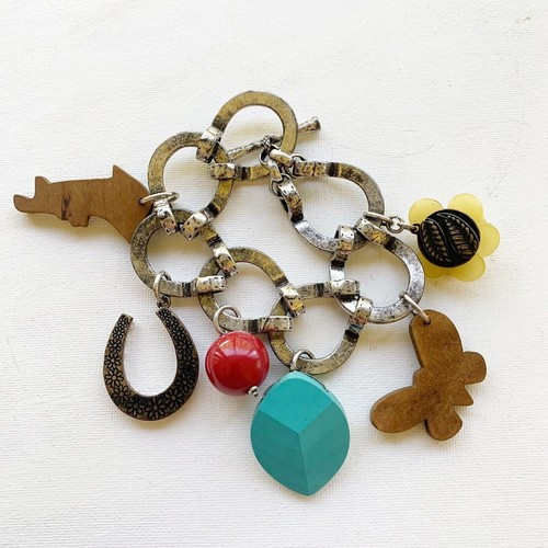 Lucky Brand Charm Bracelet Toggle Western Horseshoe Vintage Chunky Statement - Picture 6 of 7