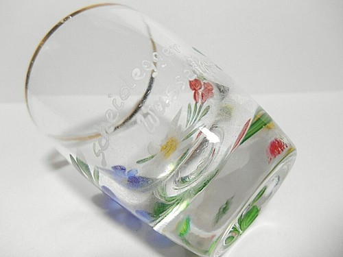 CRISTAL DE TIRO SCHEIDEGGER WASSERFALLE ALEMANIA CON BORDE DORADO Y FLORES 2" DE ALTO - Imagen 10 de 14