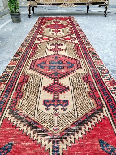 3x10 ft Vintage Runner Rug Turkish Handmade Antique Wool Gallery Rug Hall Rug - Picture 3 of 8