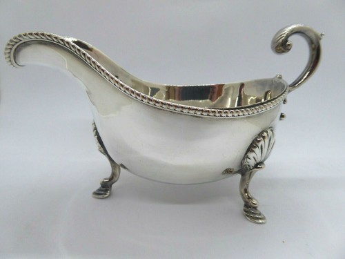 Antikes Paar passende englische versilberte Sauciere um 1850 - Bild 4 von 9