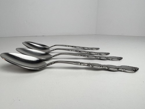 Vintage Oneida MOZART Deluxe Cucchiaio Posate Inox - Set di 4 Cucchiaini 6" - Foto 4 di 8