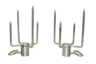 AKTIONA 2 massive Edelstahl Fleischklammer Fleischnadel Drehspieß Grill Spieß Rotisserie