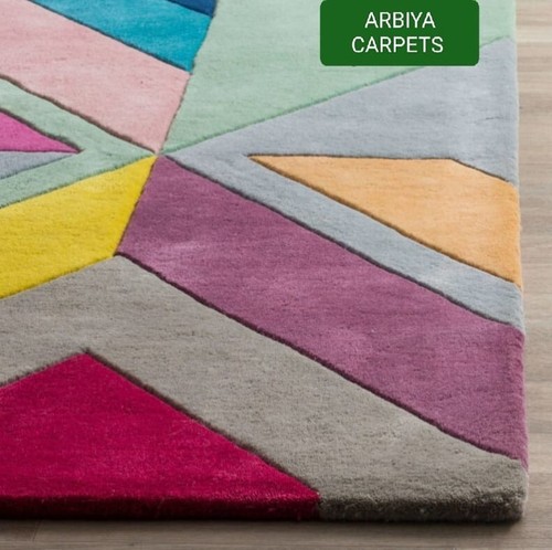 Multicolor Hand Made-Tufted 100% Wool Dimond Shape Designer Area Rug For Home - Picture 6 of 10