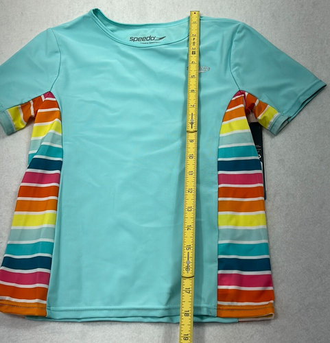 Speedo Swim Shirt Aqua Splash Rash Guard Short Sleeve Crew Neck Girls Size S - Picture 4 of 9