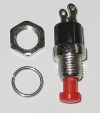 Panel Mount Red Pushbutton Switch - Momentary SPST N.O. - 9/32" Mounting Hole