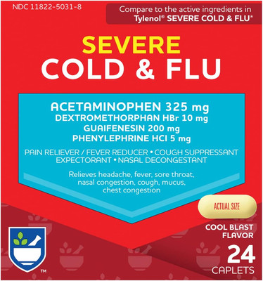 Severe Flu and Cold Relief Caplets - 24 Count | Pain Relief | Congesti