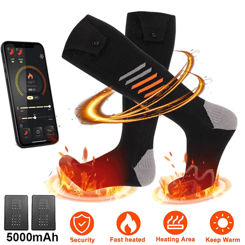 Electric Heated Socks Rechargeable 5000mAh Battery Men Women Winter Foot Warmer - Picture 1 of 16