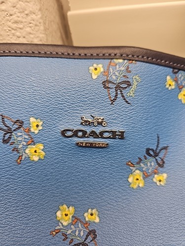Coach City Tote with Floral Bow Print Blue (F2) - Picture 2 of 15